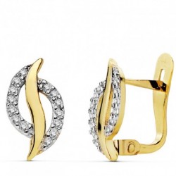 Pendientes de oro bicolor circ. ballesta 12 X 7 MM