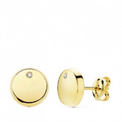 Pendientes oro 18 ktes. redondos 8mm, con circonitas