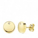 Pendientes oro 18 ktes. redondos 8mm, con circonitas
