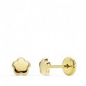 Pendientes oro 18 ktes. flor lisa 5x5