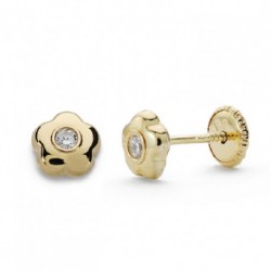 Pendientes oro 18 ktes.  5MM. flor circ.