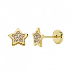 Pendientes oro 18 ktes. estrella 6X6 mm tueca