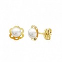 Pendientes oro 18 ktes. perla 10 X 7 mm comunion.