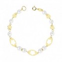Pulsera oro 18 ktes.perlas comunion 16 CM. 7MM.