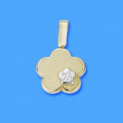 Colgante oro 18 ktes. bic. Flor y estrella