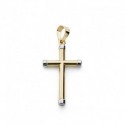 Cruz oro 18 ktes. bicolor tubo lisa 24X13 mm