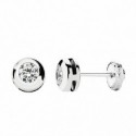 Pendientes oro 18 ktes. chaton circonita  5.5mm blanco