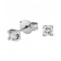 Pendientes brillantes mujer  0.16 cts 4 garras, presion, oro blanco
