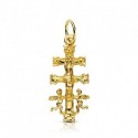 Cruz caravaca oro 18 kilates, cristo relieve mediano