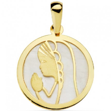 Medalla de oro 18 kilates Virgen niña de 13 mm