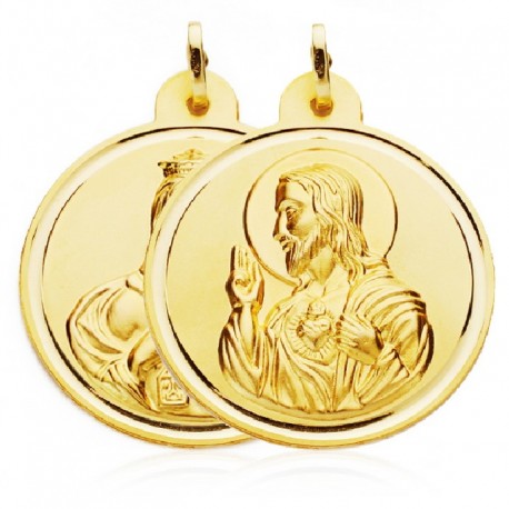 Medallas de oro Escapulario 16MM Virgen del carmen sagrado corazon