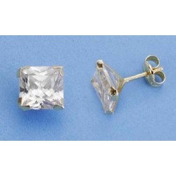Pendientes oro 18 ktes. garra carre 7X7 mm