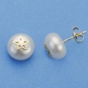Pendientes oro 18 ktes. perla estrella 9mm.