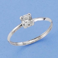 Solitario oro 18 ktes.blanco  hueca. 4mm