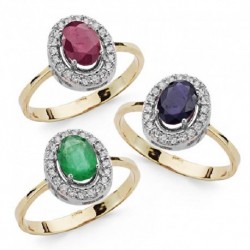 Sortija oro 18 ktes. bicolor piedra  7 X 5 mm