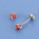 Pendientes oro 18 ktes. coral garras 3mm