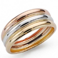 Sortija oro 18 ktes. tricolor.