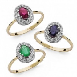 Sortija oro 18 ktes. bic. piedra 6 X 4 mm (1 unidad)