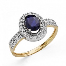 Sortija oro 18 ktes. piedra fina bicolor