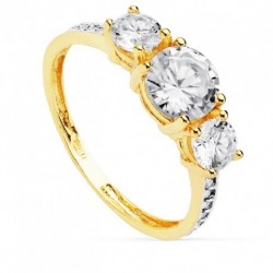 Sortija Au 18ktes. tresillo bic piedras 6/4 14 circ.