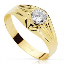 Solitario de oro 18 ktes.  cadete piedra 5mm