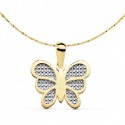 Collar oro 18 ktes. mariposa bicolor doble altura.cadena 45 cms+-