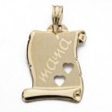 Pergamino oro 18 ktes. calado grabado laser  20 X 19mm mama
