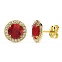 Pendientes oro 18 ktes. piedra color 9mm