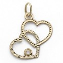 Colgante oro 18 ktes. corazones circonita 20X13 mm