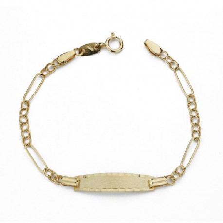 Pulsera chapa oro 18 ktes. combinada 13 cm. 3mm.