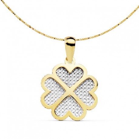 Collar oro 18 ktes. trebol bicolor...