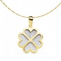 Collar oro 18 ktes. trebol bicolor doble altura, cadena 45 cms.
