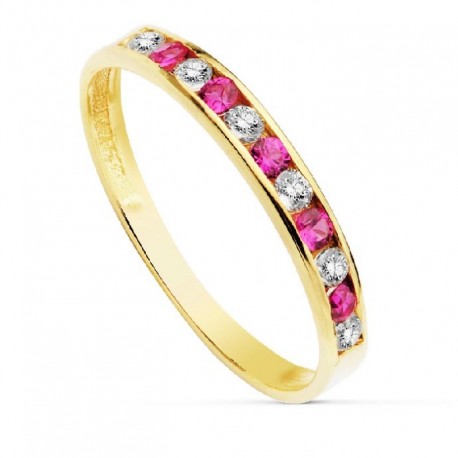 Sortija oro 18 ktes. carril piedra...