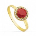 Sortija oro 18 ktes. piedra color 9mm