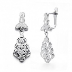 Pendientes oro 18 ktes. blanco  27X9mm cubanos