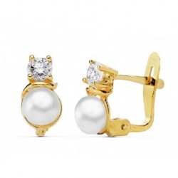 Pendientes oro 18 ktes. tu y yo, comunion, cierre ballesta.