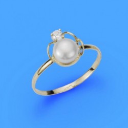 Sortija oro 18 ktes. perla  6-6.50 mm, comunion.