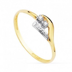 Sortija oro 18 ktes. bicolor con circonitas