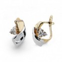 Pendientes oro 18 ktes. bandas bicolor circ. cierre ballesta