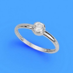 Solitario oro 18 ktes. blanco con circonita.