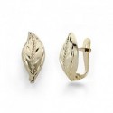 Pendientes oro 18 ktes. hoja lapidados 13 X 7mm cierre ballesta.