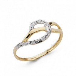 Sortija oro 18 ktes. bicolor con circonitas.