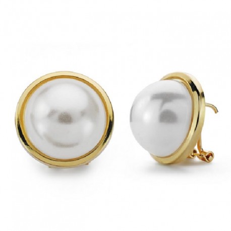 Pendientes oro 18 ktes. perla 16x16 omega