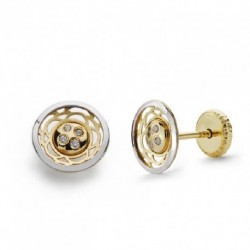 Pendienes oro 18 ktes. bicolor circulares