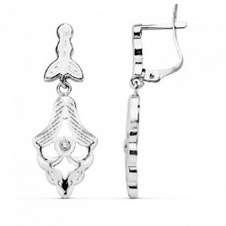 Pendientes oro 18 ktes. blanco cubanos, cierre ballesta