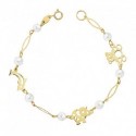 Pulsera oro 18 ktes anim. y perla rio 15 cm