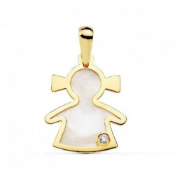 Colgante Au 18k niña nacar 18X15MM