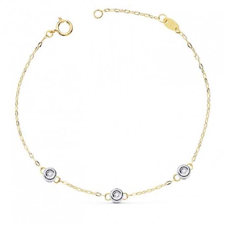 Pulsera oro 18 ktes. 3 diamantes chaton