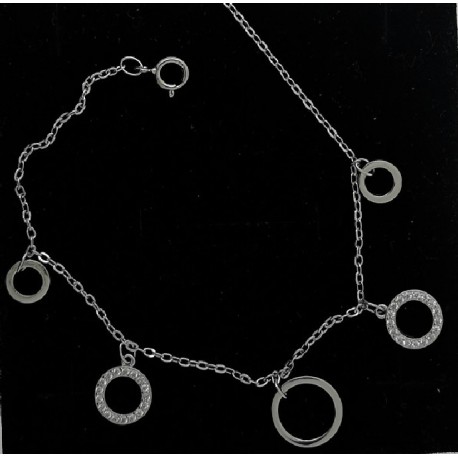 Pulsera plata 19 cms circulos colg.