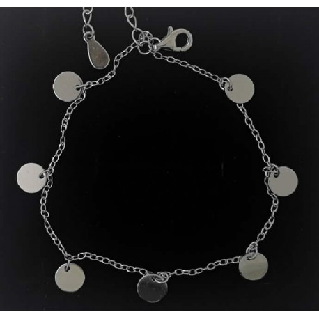 Pulsera plata 20 cms circulos colg.